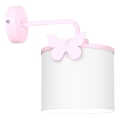 Vägglampa för barn SWEET 1xE27/15W/230V vit/rosa/fjäril