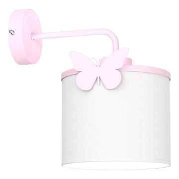 Vägglampa för barn SWEET 1xE27/15W/230V vit/rosa/fjäril