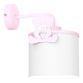 Vägglampa för barn SWEET 1xE27/15W/230V vit/rosa/liten björn