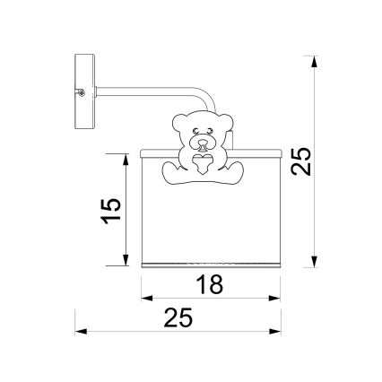 Vägglampa för barn SWEET 1xE27/15W/230V vit/rosa/liten björn