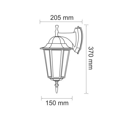 Vägglampa för utomhusbruk 1xE27/20W/230V IP43 patina