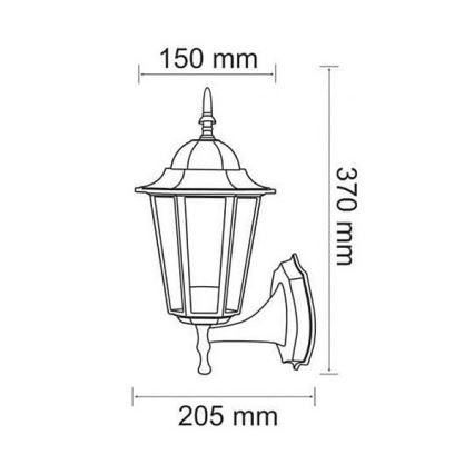 Vägglampa för utomhusbruk 1xE27/20W/230V IP43 patina