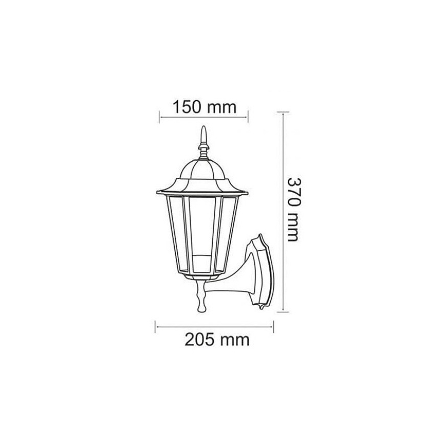 Vägglampa för utomhusbruk 1xE27/20W/230V IP43 patina