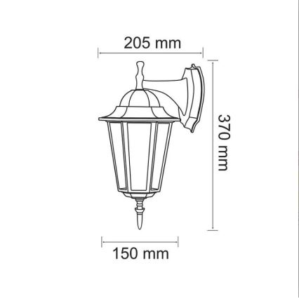 Vägglampa för utomhusbruk 1xE27/20W/230V IP43 svart