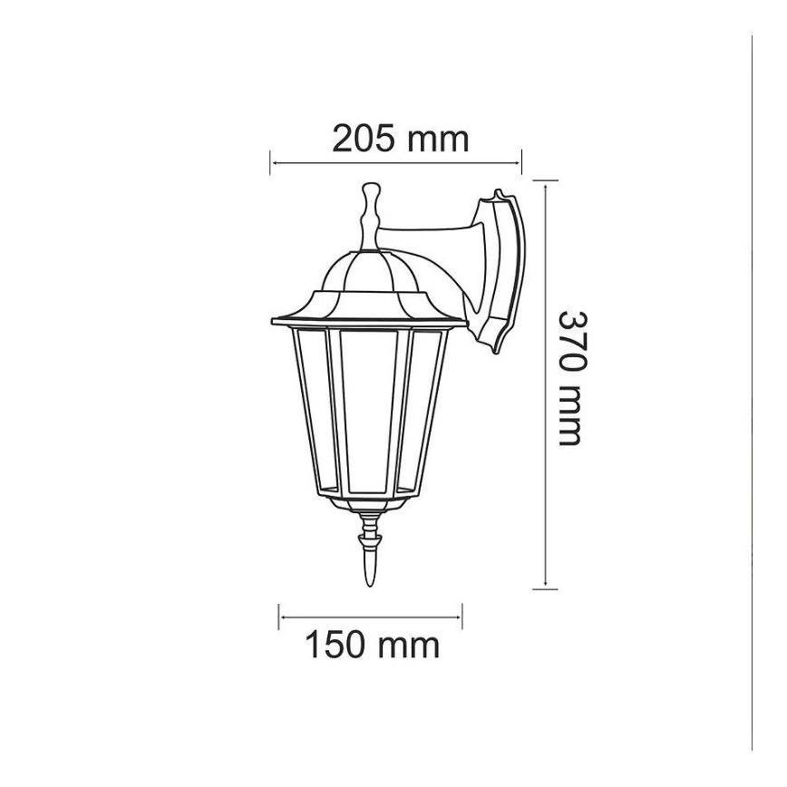 Vägglampa för utomhusbruk 1xE27/20W/230V IP43 svart