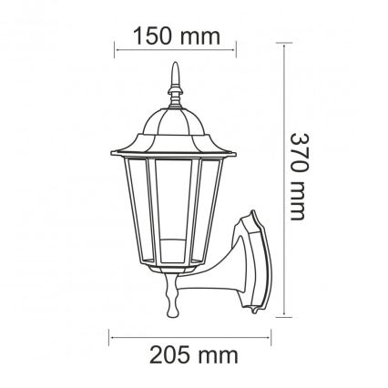Vägglampa för utomhusbruk 1xE27/20W/230V IP43 svart