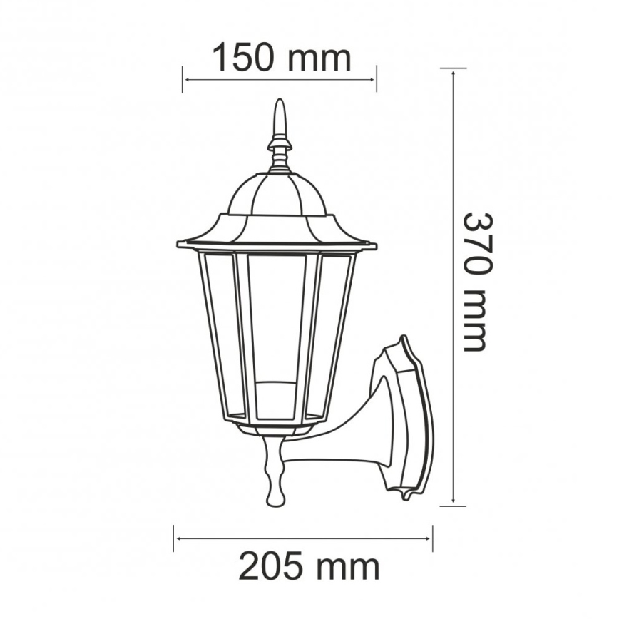 Vägglampa för utomhusbruk 1xE27/20W/230V IP43 svart