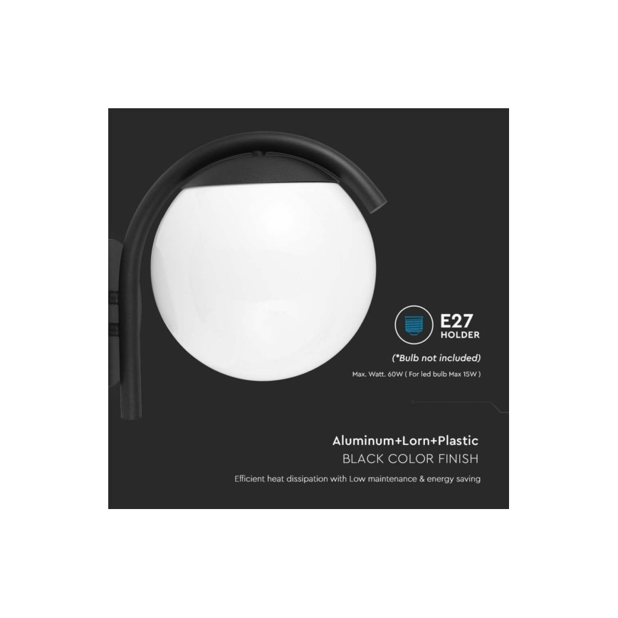 Vägglampa för utomhusbruk 1xE27/60W/230V IP44 svart