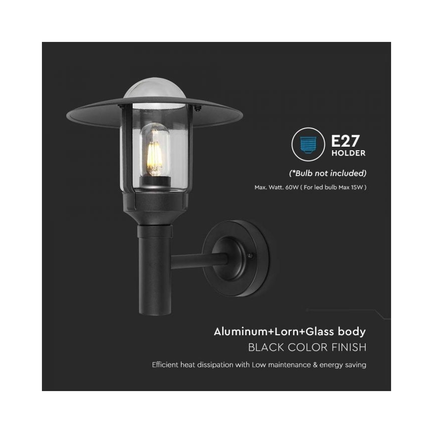 Vägglampa för utomhusbruk 1xE27/60W/230V IP44 svart