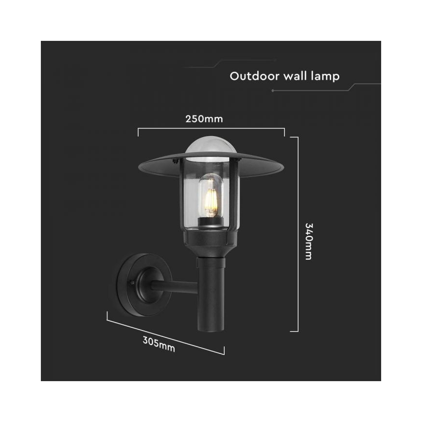 Vägglampa för utomhusbruk 1xE27/60W/230V IP44 svart