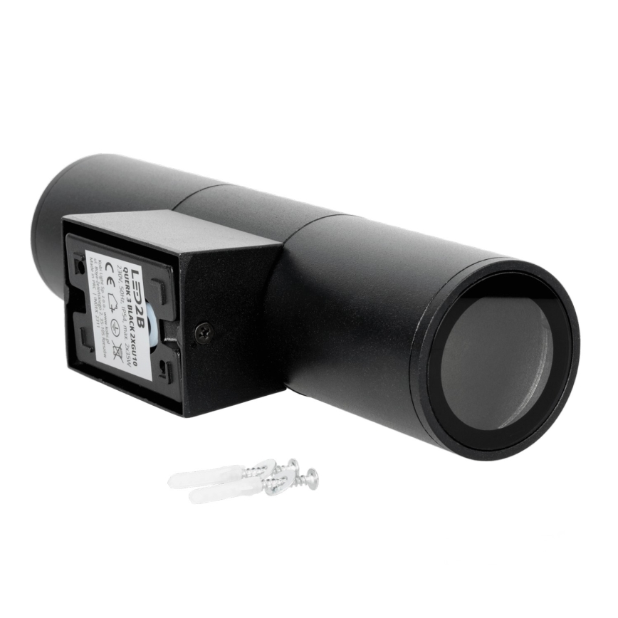 Vägglampa för utomhusbruk 2xGU10/35W/230V IP54 rund svart