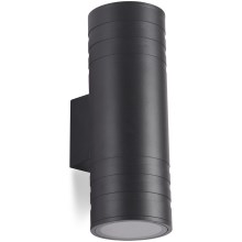 Vägglampa för utomhusbruk 2xGU10/35W/230V IP54 rund svart