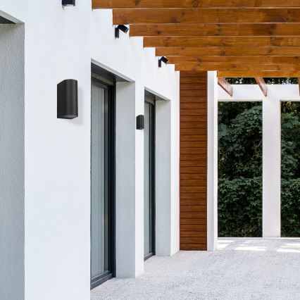 Vägglampa för utomhusbruk OVALIS 2xGU10/35W/230V IP44 svart