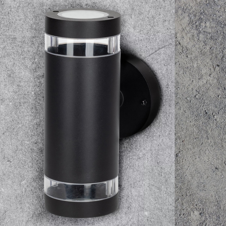 Vägglampa för utomhusbruk RINO 2xGU10/12W/230V IP54 svart