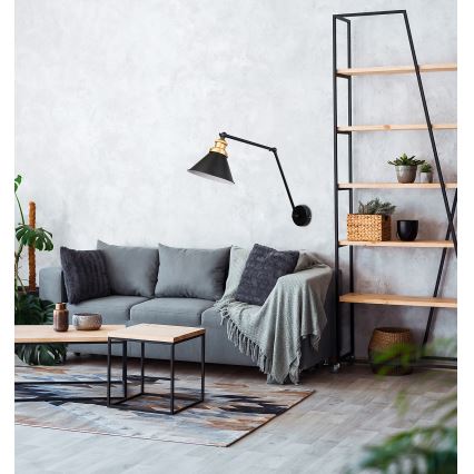 Vägglampa FUNDO 1xE27/40W/230V svart/guld