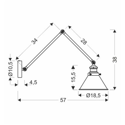 Vägglampa FUNDO 1xE27/40W/230V svart/guld