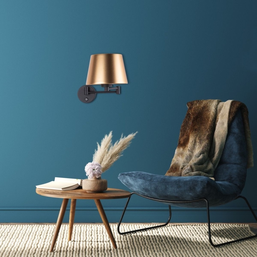 Vägglampa GLORY 1xE27/15W/230V guld/svart