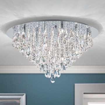 Vägglampa i kristall CELESTE 12xG9/40W/230V diameter 75 cm skinande krom