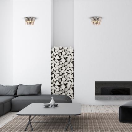 Vägglampa i kristall CHELSEA 2xE14/40W/230V skinande krom