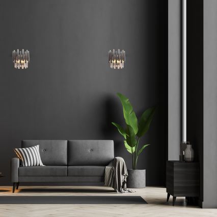 Vägglampa i kristall MADISON 2xE14/40W/230V skinande krom