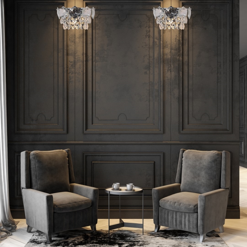 Vägglampa i kristall SELENA 2xE14/40W/230V skinande krom