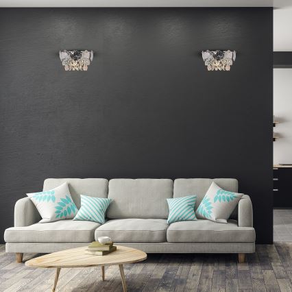 Vägglampa i kristall SELENA 2xE14/40W/230V skinande krom