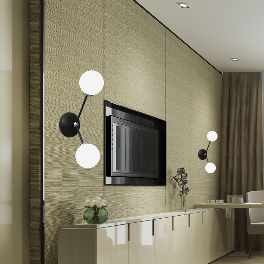 Vägglampa  JOY 2xE14/40W/230V svart /blank krom