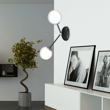 Vägglampa  JOY 2xE14/40W/230V svart /blank krom