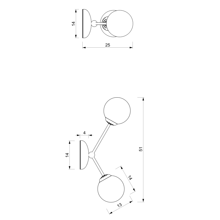 Vägglampa  JOY 2xE14/40W/230V svart /blank krom