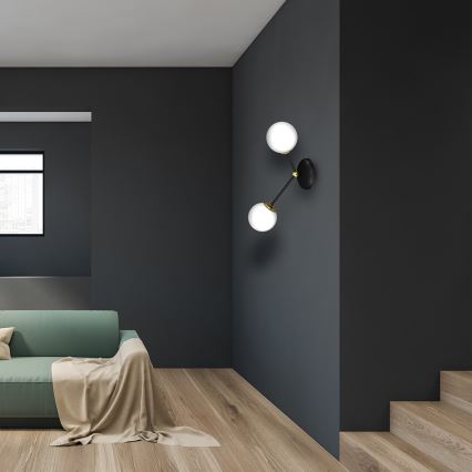 Vägglampa  JOY 2xE14/40W/230V svart /gyllene