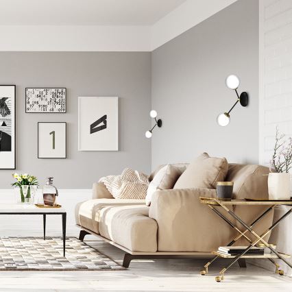 Vägglampa  JOY 2xE14/40W/230V svart /gyllene