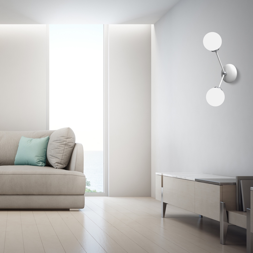 Vägglampa  JOY 2xE14/40W/230V vit /blank krom