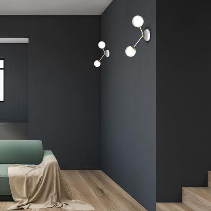 Vägglampa  JOY 2xE14/40W/230V vit /gyllene