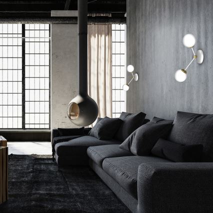 Vägglampa  JOY 2xE14/40W/230V vit /gyllene