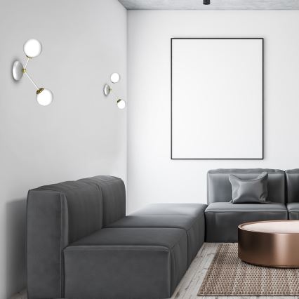 Vägglampa  JOY 2xE14/40W/230V vit /gyllene