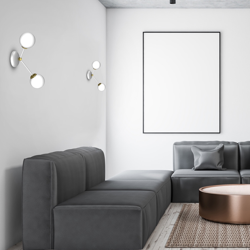 Vägglampa  JOY 2xE14/40W/230V vit /gyllene