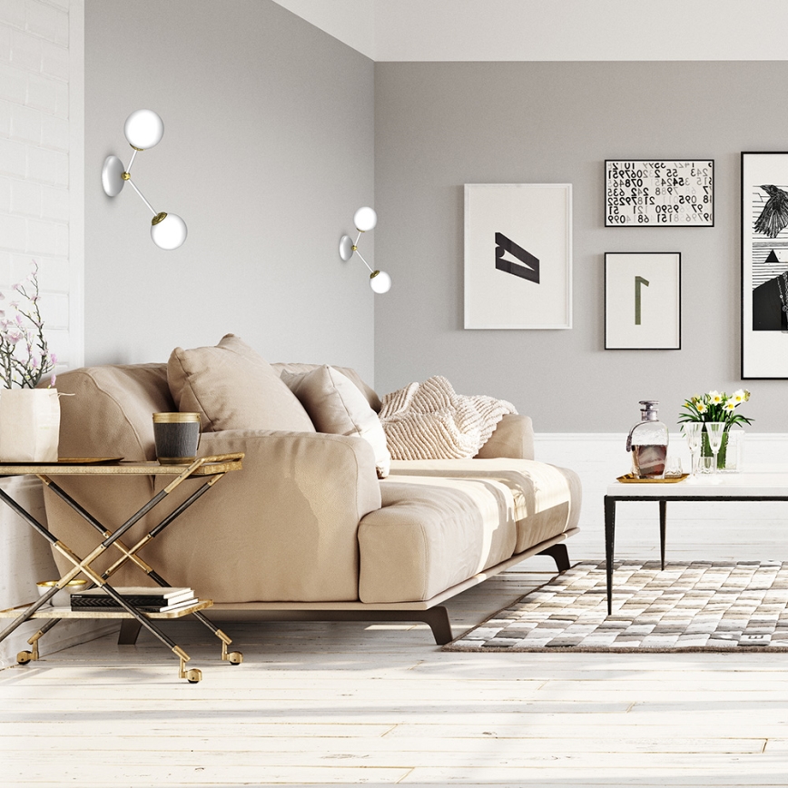 Vägglampa  JOY 2xE14/40W/230V vit /gyllene