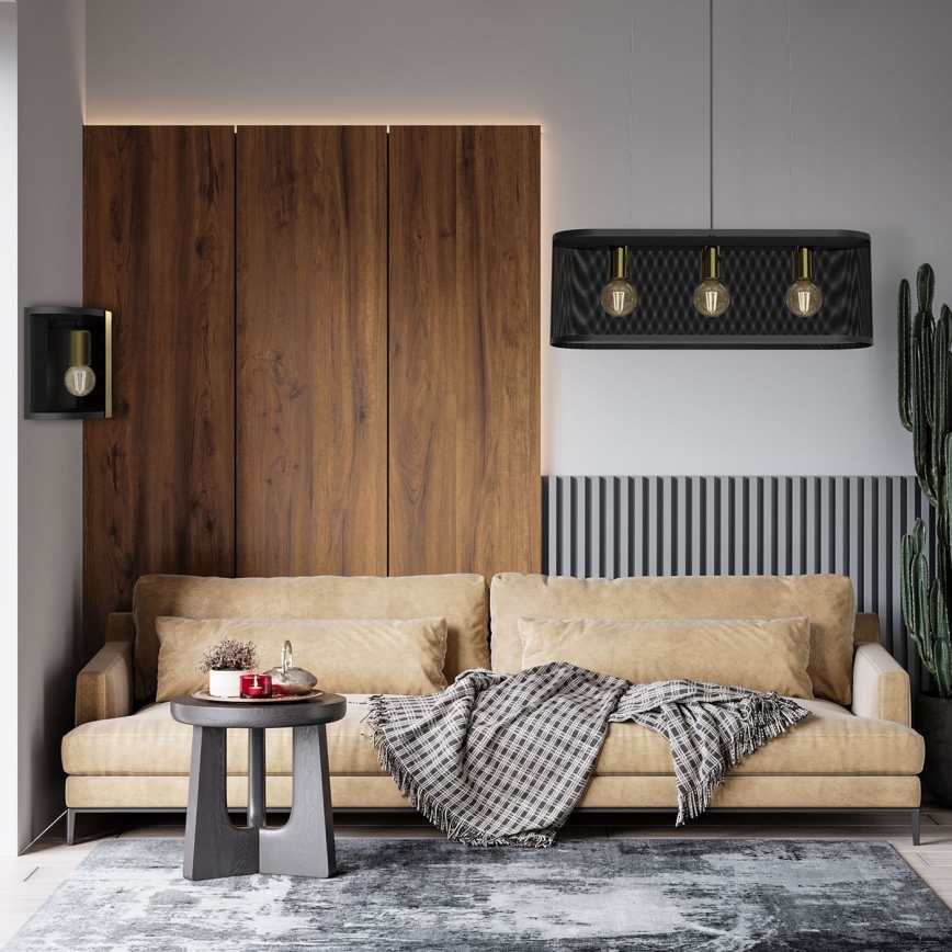 Vägglampa KAGA 1xE27/60W/230V svart/gyllene