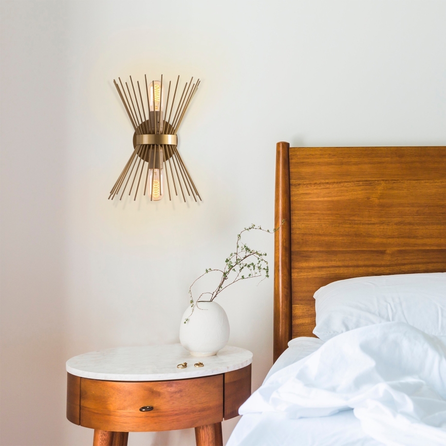 Vägglampa KIRPI 2xE27/40W/230V guld