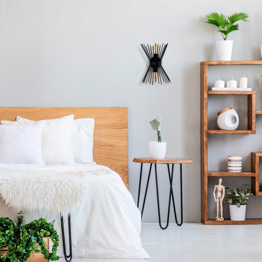 Vägglampa  KIRPI 2xE27/40W/230V svart 