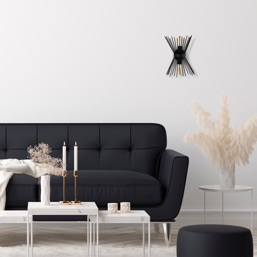 Vägglampa  KIRPI 2xE27/40W/230V svart 