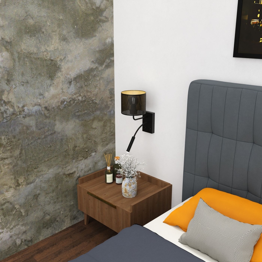 Vägglampa LOFT SHADE 1xE27/60W+1xG9/8W/230V svart/guld