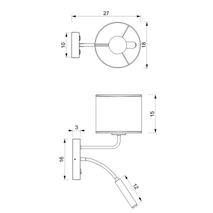 Vägglampa LOFT SHADE 1xE27/60W+1xG9/8W/230V svart/guld
