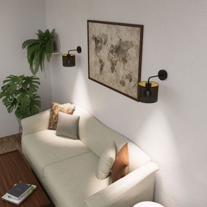 Vägglampa LOFT SHADE 1xE27/60W/230V svart/guld