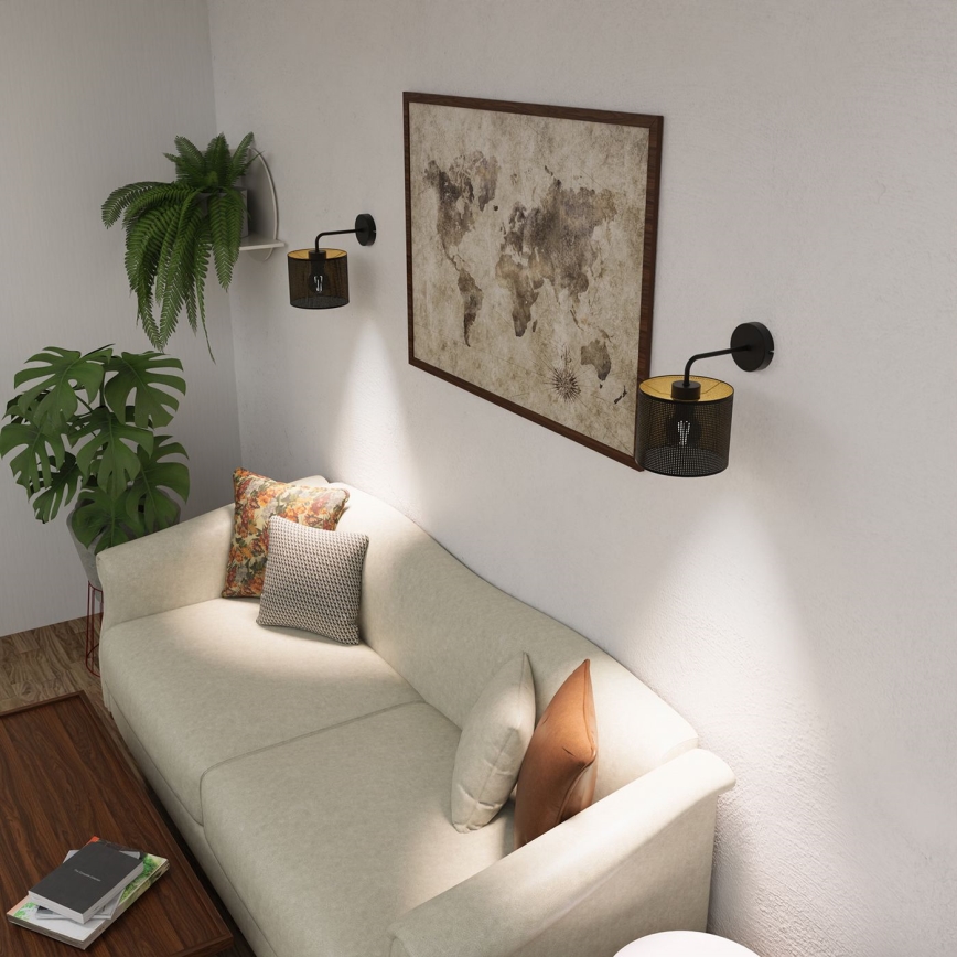 Vägglampa LOFT SHADE 1xE27/60W/230V svart/guld