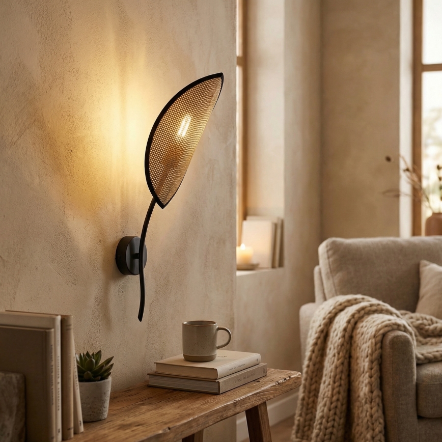 Vägglampa LOTUS 1xE14/10W/230V svart/beige