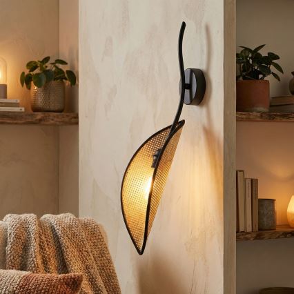 Vägglampa LOTUS 1xE14/10W/230V svart/beige