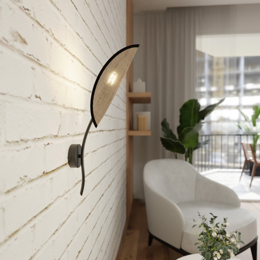 Vägglampa LOTUS 1xE14/10W/230V svart/beige