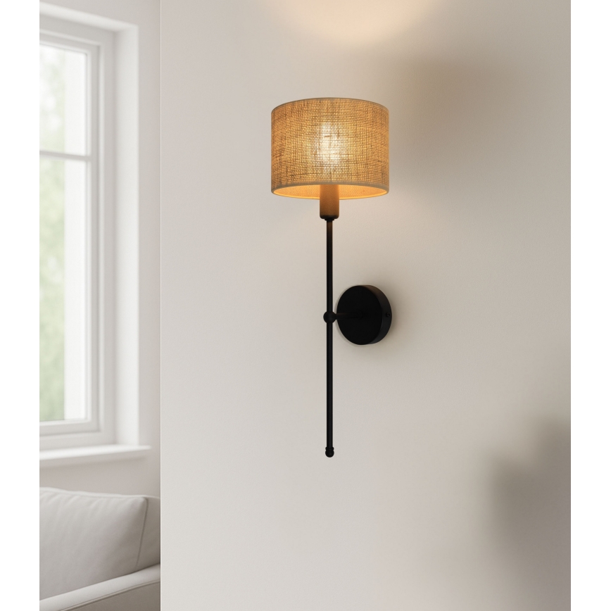 Vägglampa MADELA 1xE14/40W/230V jute/svart