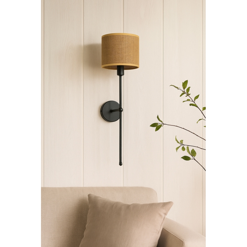 Vägglampa MADELA 1xE14/40W/230V jute/svart